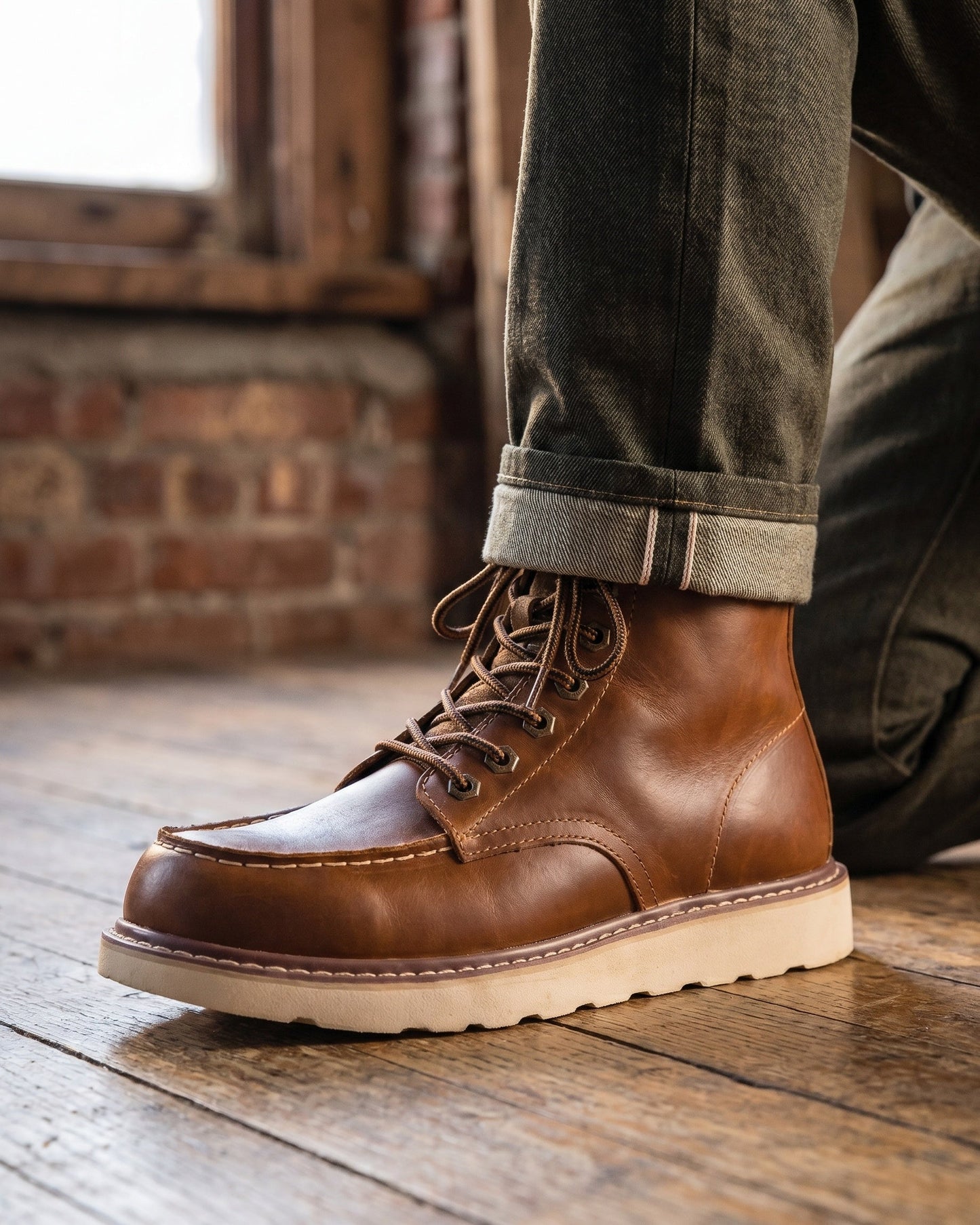 Damiano Leather Moc-Toe Boot