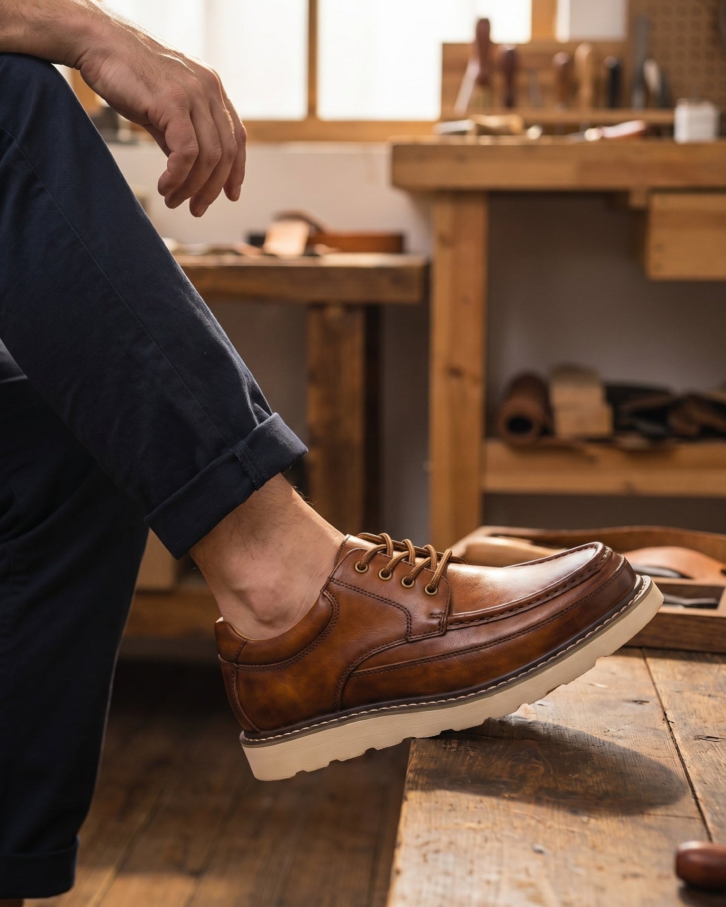 Leonel Leather Moc-Toe Oxford