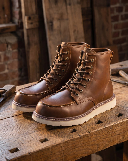 Damiano Leather Moc-Toe Boot