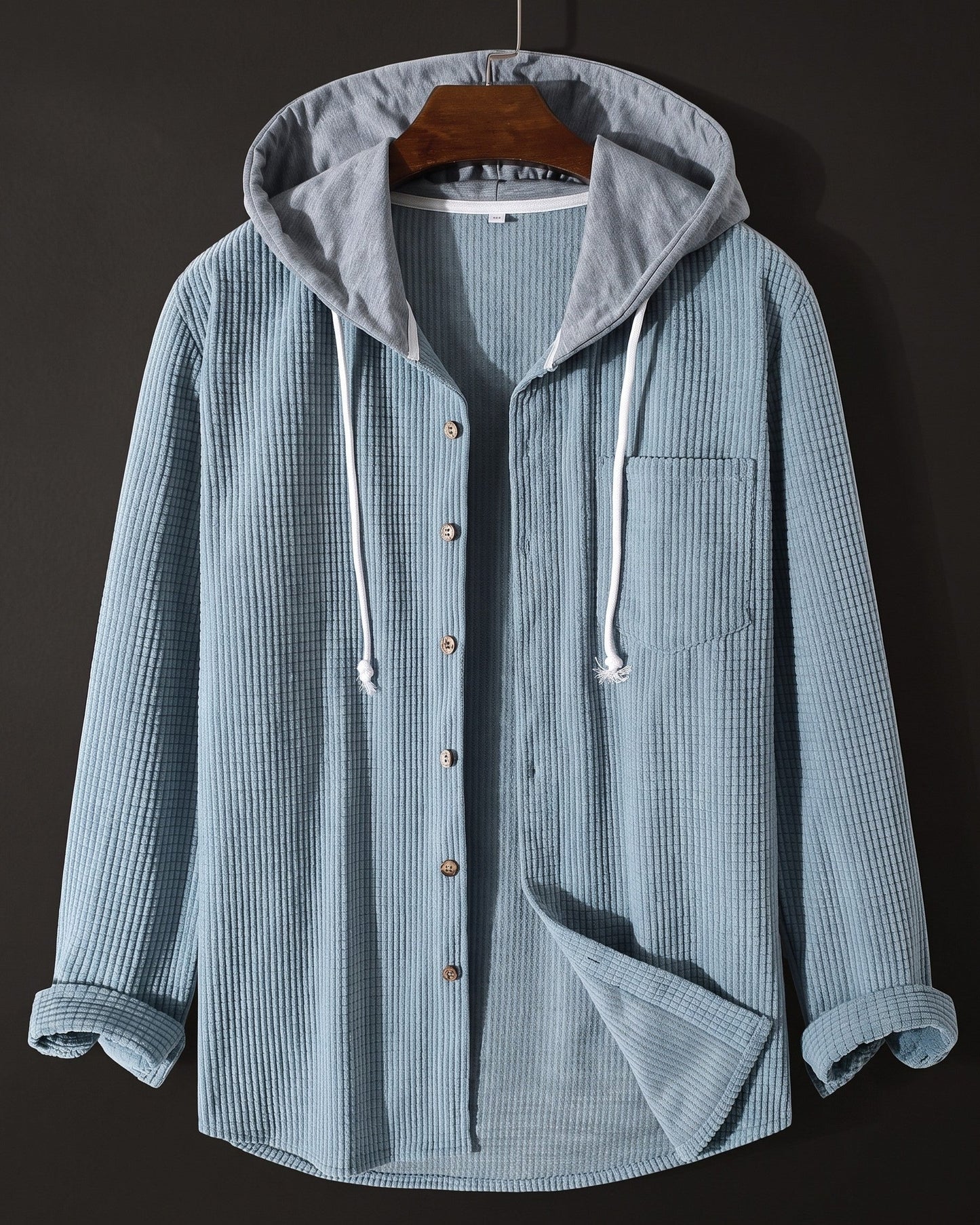 Mario Waffle-Knit Hooded Shirt Jacket