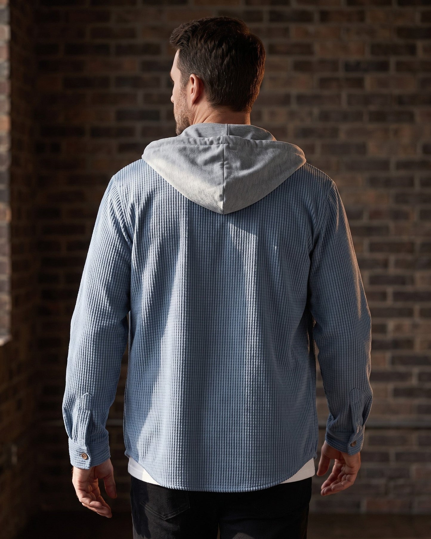 Mario Waffle-Knit Hooded Shirt Jacket