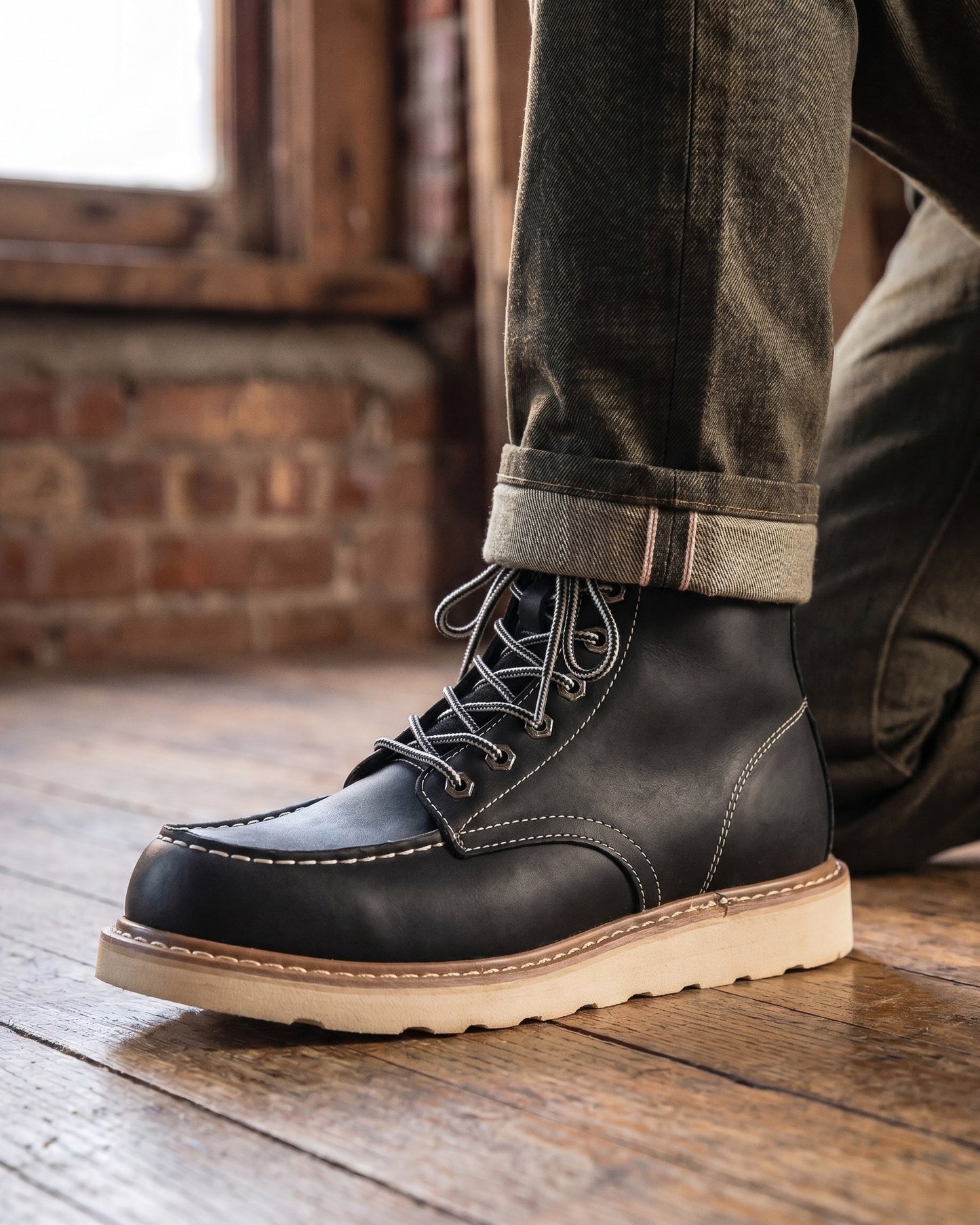 Damiano Leather Moc-Toe Boot