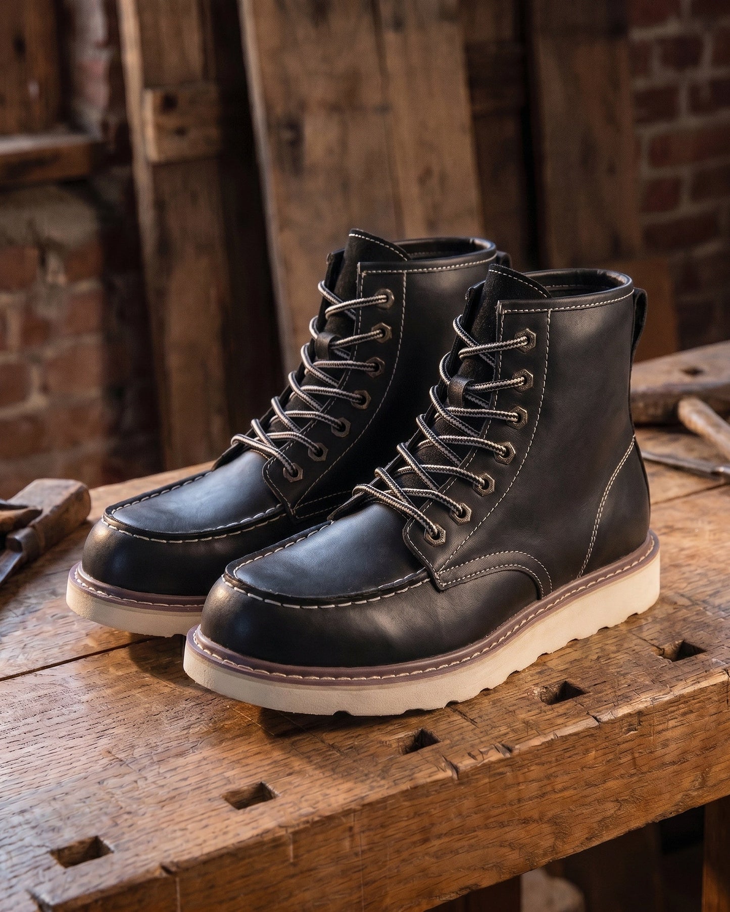 Damiano Leather Moc-Toe Boot